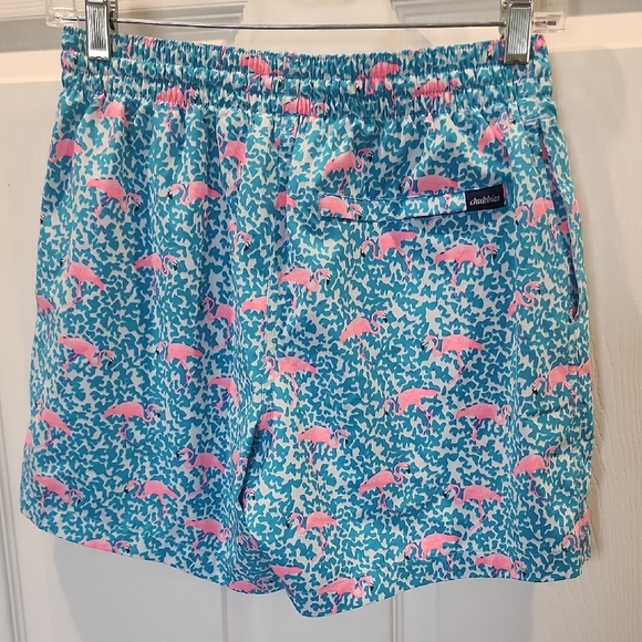 Chubbies Blue and Pink Swim Shorts with Flamingo Print-Mens SMALL 5.5" - Picture 2 of 3